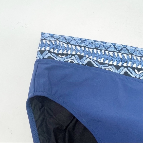 PROFILE BY GOTTEX Women’s Blue Fold Over Bikini Bottom Tribal Print Waistband - Picture 5 of 6